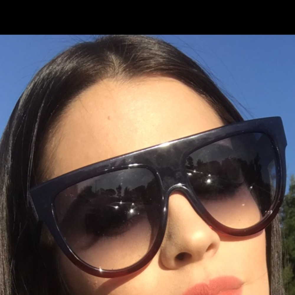 Celine Sunglasses Flattop Two-Tone Shield